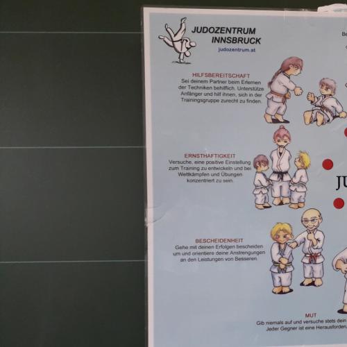 Plakat mit Judo Werten