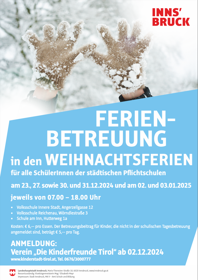 Ferienbetreuung in den Weihnachtsferien