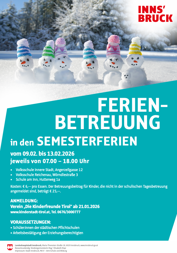 Ferienbetreuung in den Semesterferien